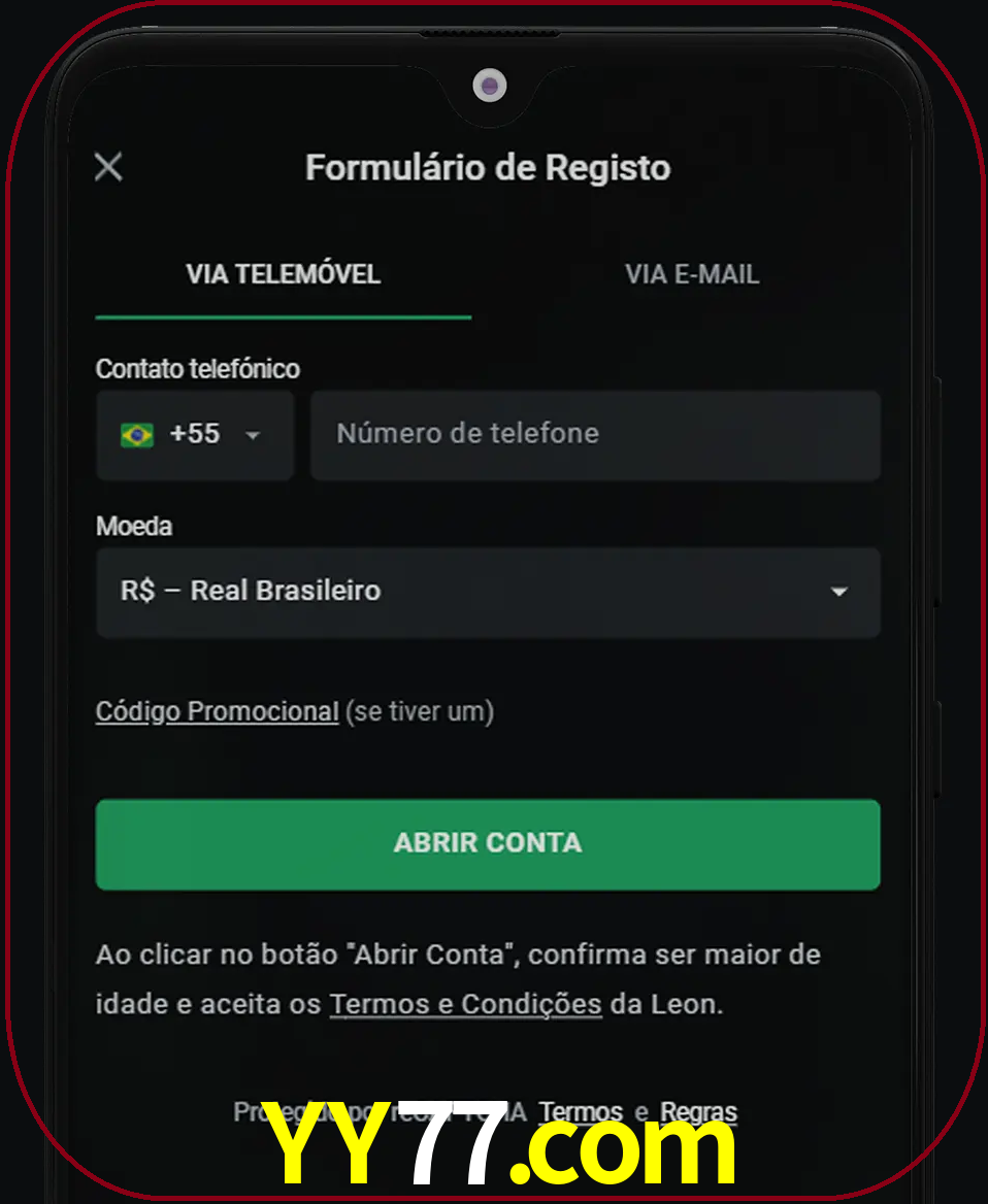 Abra o aplicativo e inicie o processo de registro.